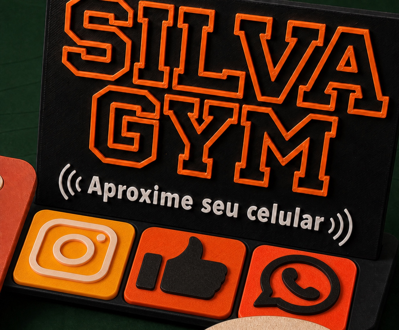 Display NFC e QRCode personalizado com tags removíveis para redes sociais